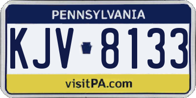 PA license plate KJV8133