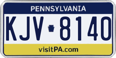PA license plate KJV8140
