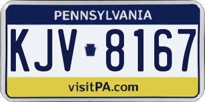 PA license plate KJV8167