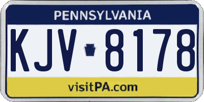 PA license plate KJV8178
