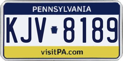 PA license plate KJV8189