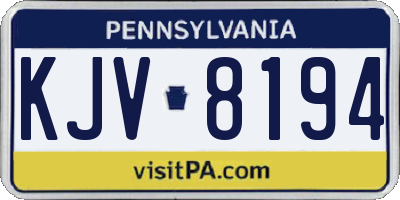 PA license plate KJV8194