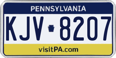 PA license plate KJV8207