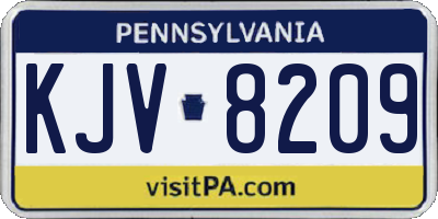 PA license plate KJV8209