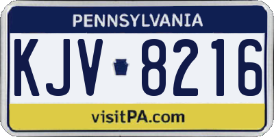 PA license plate KJV8216