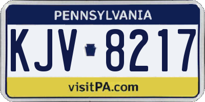 PA license plate KJV8217