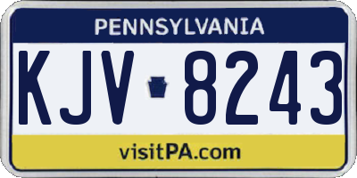 PA license plate KJV8243