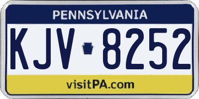 PA license plate KJV8252