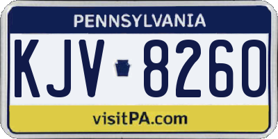 PA license plate KJV8260