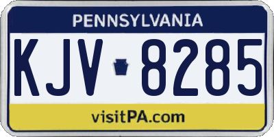 PA license plate KJV8285