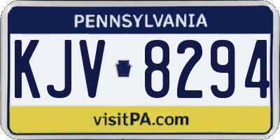 PA license plate KJV8294
