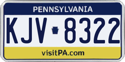 PA license plate KJV8322