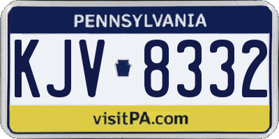 PA license plate KJV8332