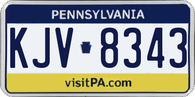 PA license plate KJV8343