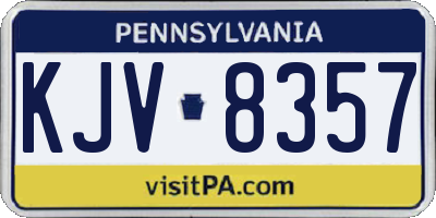 PA license plate KJV8357