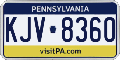 PA license plate KJV8360