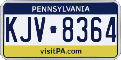 PA license plate KJV8364