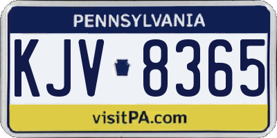 PA license plate KJV8365
