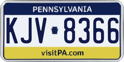 PA license plate KJV8366