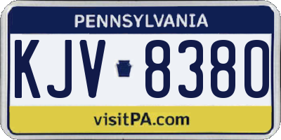 PA license plate KJV8380