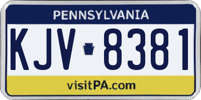 PA license plate KJV8381