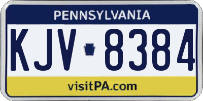 PA license plate KJV8384