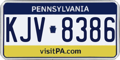 PA license plate KJV8386