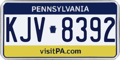 PA license plate KJV8392