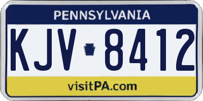 PA license plate KJV8412