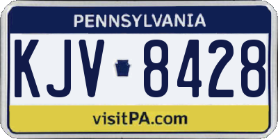 PA license plate KJV8428