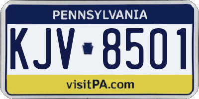 PA license plate KJV8501