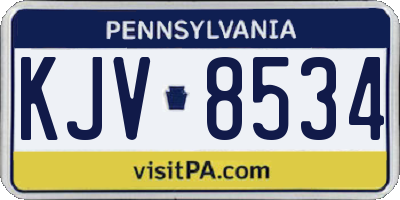 PA license plate KJV8534