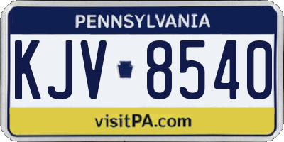 PA license plate KJV8540