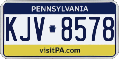 PA license plate KJV8578