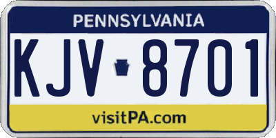 PA license plate KJV8701