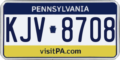 PA license plate KJV8708