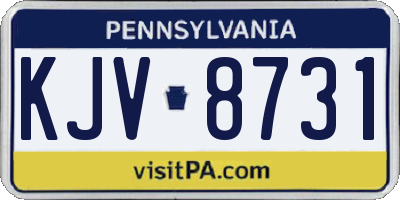 PA license plate KJV8731