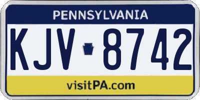 PA license plate KJV8742