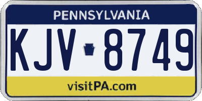 PA license plate KJV8749