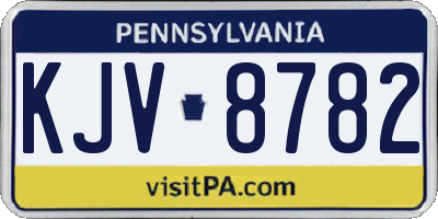 PA license plate KJV8782
