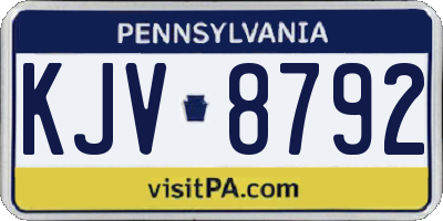 PA license plate KJV8792