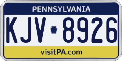 PA license plate KJV8926