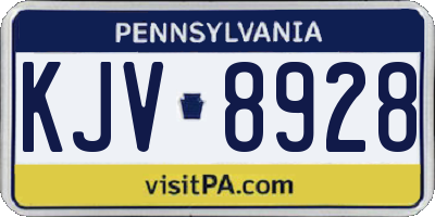 PA license plate KJV8928