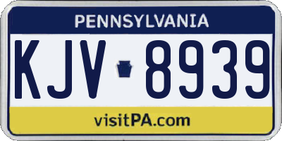 PA license plate KJV8939