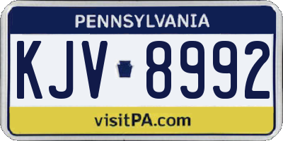PA license plate KJV8992