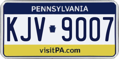 PA license plate KJV9007