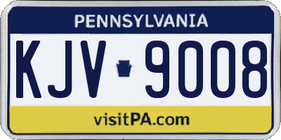 PA license plate KJV9008
