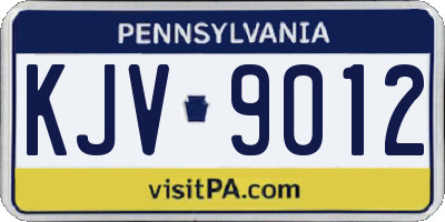 PA license plate KJV9012