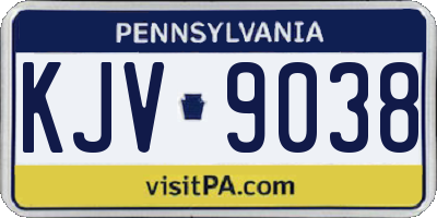 PA license plate KJV9038