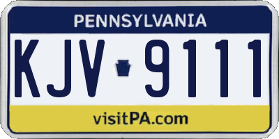 PA license plate KJV9111